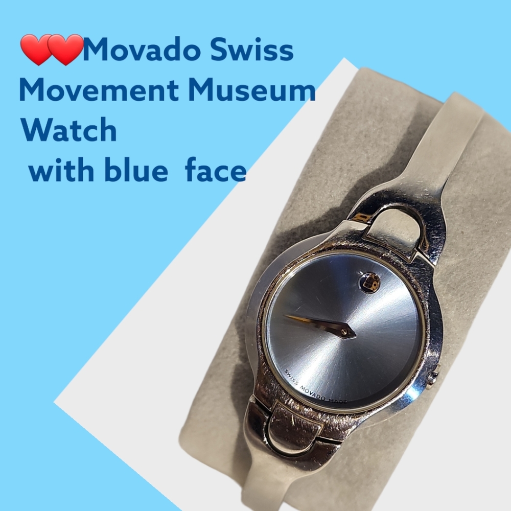 LAST CHANCE 🥳🥳 Movado  Museum watch  Stainless steel  has blue face - Picture 3 of 9